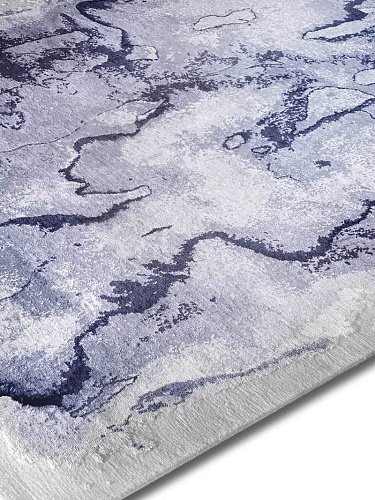 Tapis de luxe noué à la main Mono bleu