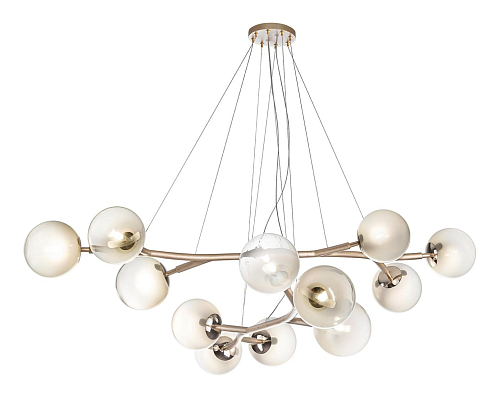 Lustre en laiton avec sphères blanches
