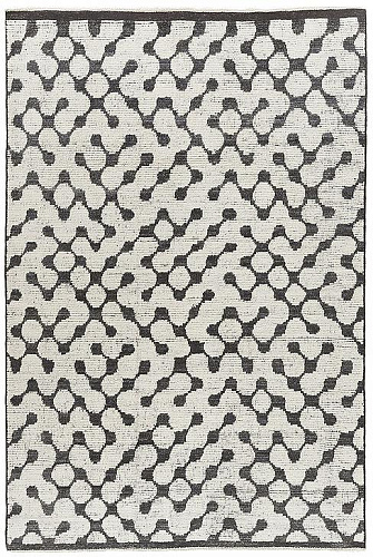 Puzzle handgeknoopt zwart wit vloerkleed