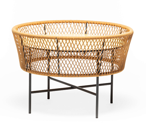 Table basse d'extérieur ronde Tamburo Jaune