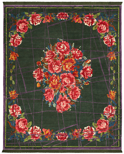 Tapis Sofianka Wrapped vert foncé violet