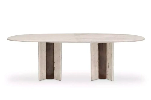 Parisian travertin marmeren ovale eettafel