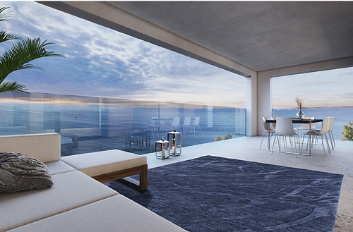 Tapis moderne noué à la main bleu