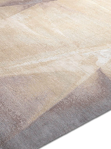 Tapis noué à la main jaune mauve