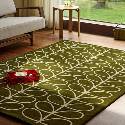 Linear Stem Olive handgemaakt vloerkleed