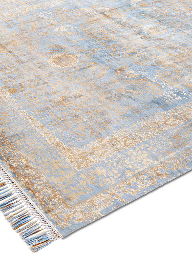 Goud blauw luxe vloerkleed
