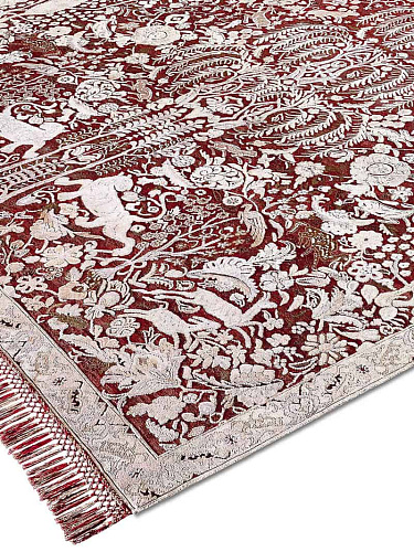 Goud rood handgemaakt luxe vloerkleed