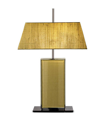 Grandeur metalen en glazen tafellamp met stoffen kap