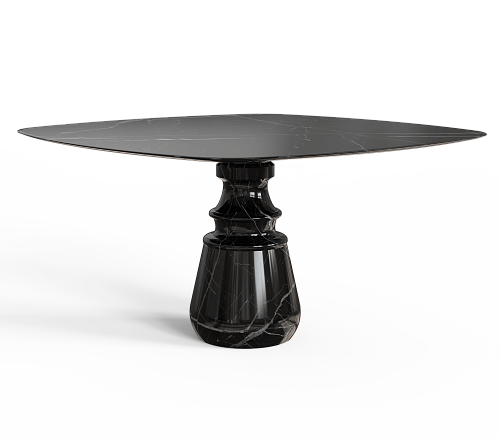 Obsidian vierkante Nero Marquina eettafel