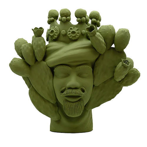 Moorkop groene handgemaakte sculptuur