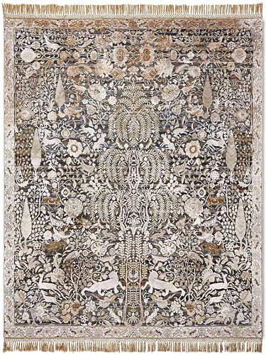 Tapis de luxe fait main or gris