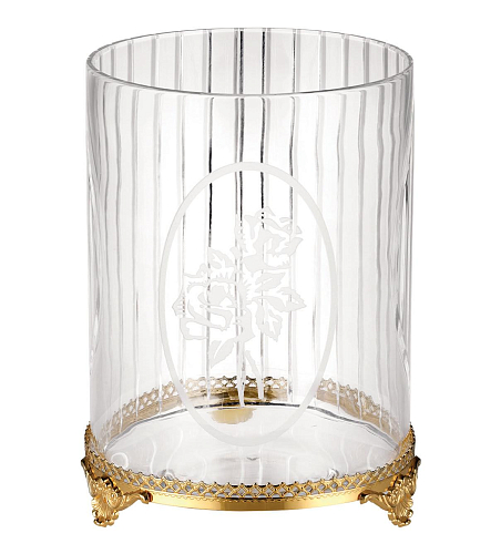 Corbeille en cristal avec finition or 24 carats