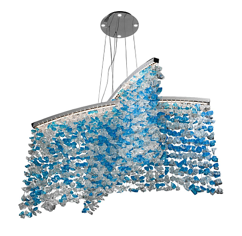 Kroonluchter met blauwe Murano glazen