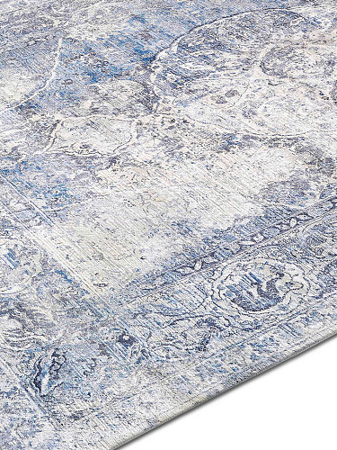 Tapis de luxe noué à la main Argent bleu