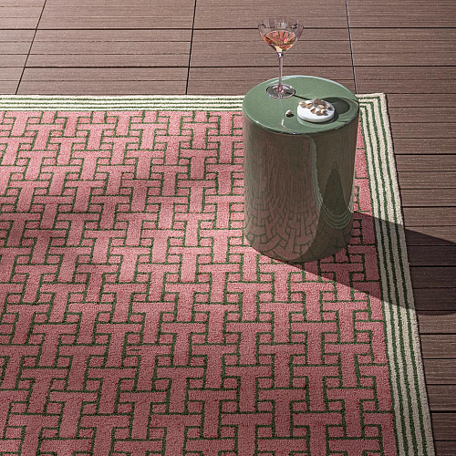 Monogram roze outdoor vloerkleed