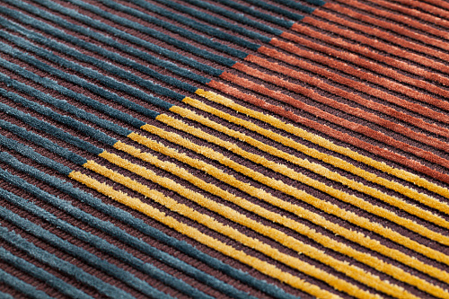 Hand-loom viscose Lines multi vloerkleed