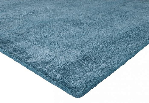 Shiny blauw handloom vloerkleed