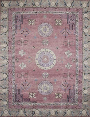Tapis noué à la main Khotan laine violet