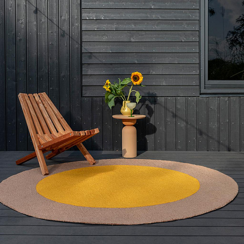Festival rond geel outdoor vloerkleed