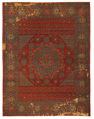 Mamluk Kensington Little Rocked bruin goud zijden vloerkleed
