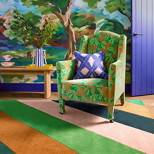 Tapis Sherbet Stripe émeraude/ambre