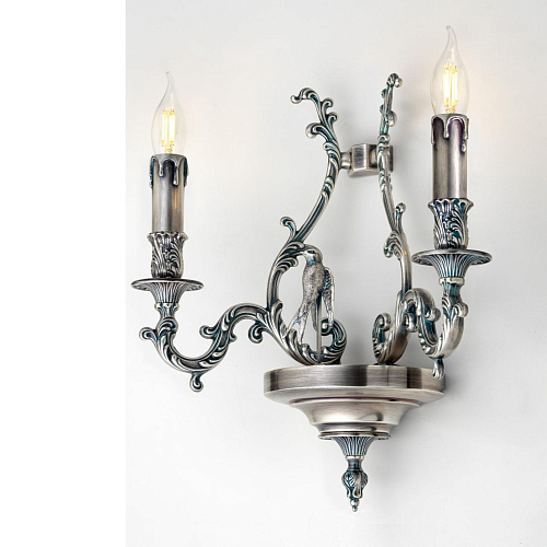 Bird blauw/zilver wandlamp met 2 lichtpunten