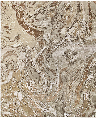 Abstract handgeknoopt designer beige bruin vloerkleed
