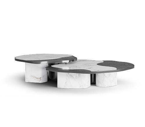 Ensemble de tables Athena marbre Calacatta & onyx