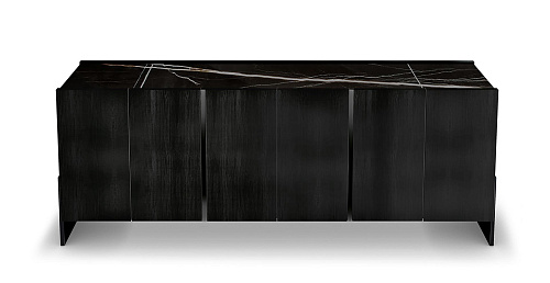 Buffet noir avec plateau en marbre
