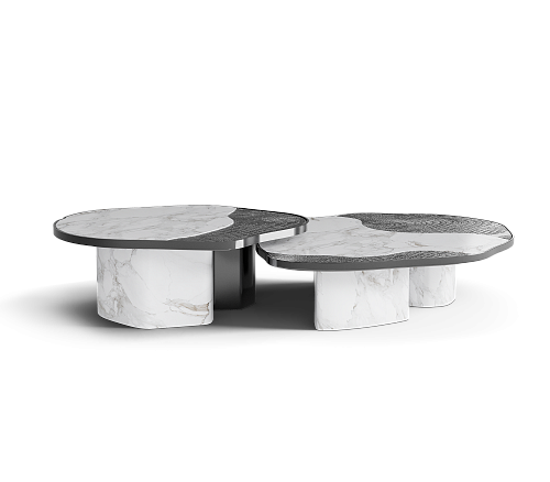 Ensemble de tables Athena marbre Calacatta & onyx