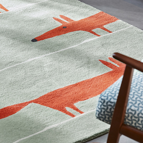 Mr. Fox munt/klaprood vloerkleed