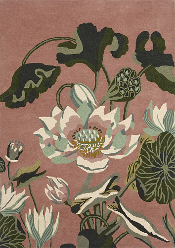 Waterlily stoffig roze vloerkleed