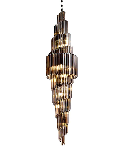 Lustre rond Brunito avec verre fumé chocolat