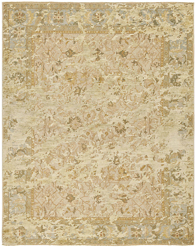 Tapis Ziegler Prince Double Sky beige gris argenté en soie