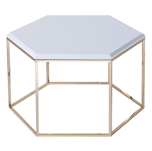 Hexagonale salontafel met marmeren blad
