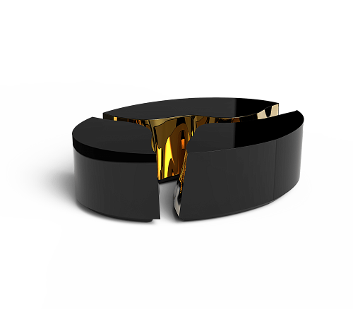 Fissure ovale zwarte salontafel