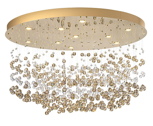 Lustre élégant en or pâle avec sphères en cristal