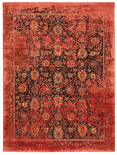 Bidjar Paddington Pleasure zwart rood zijden vloerkleed