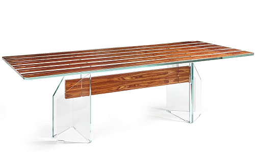 Table à manger en bois et verre Parigi