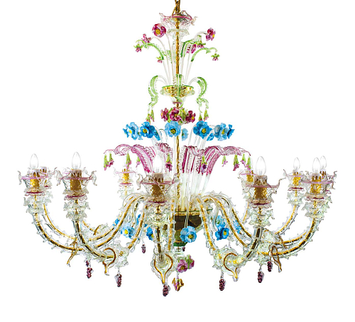 Lustre en verre de Murano multicolore