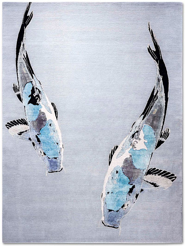 Blue Mix handgemaakt luxe vloerkleed