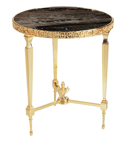 Table d'appoint plateau marbre et laiton