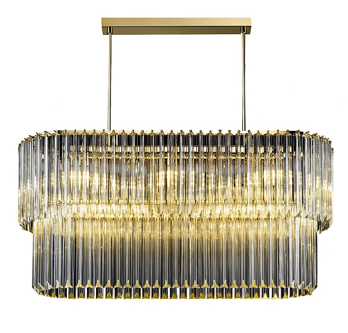 Ovale antiek gouden kroonluchter met triedro glas