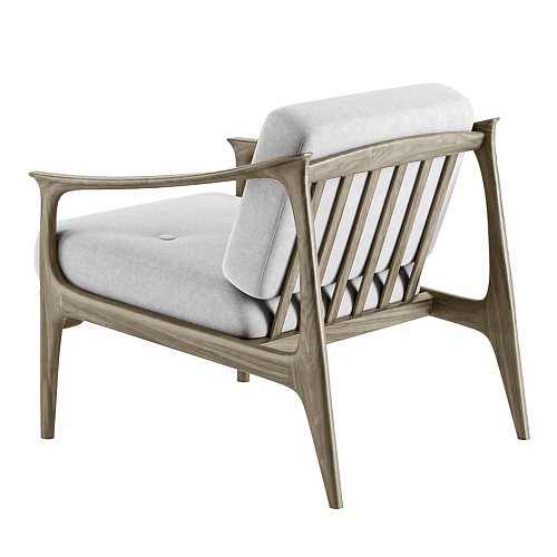 Quiete grijze massief walnoten fauteuil