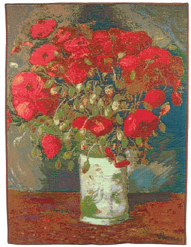 Vaas met klaprozen van Van Gogh wandtapijt