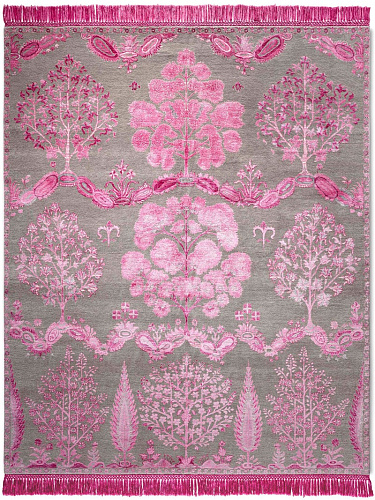 Tapis de luxe fait main Mughal rose