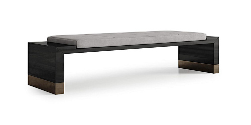 Bankje met houten onderstel en bronzen accenten