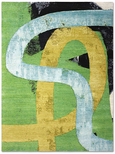 Tapis tissé main Original vert jaune