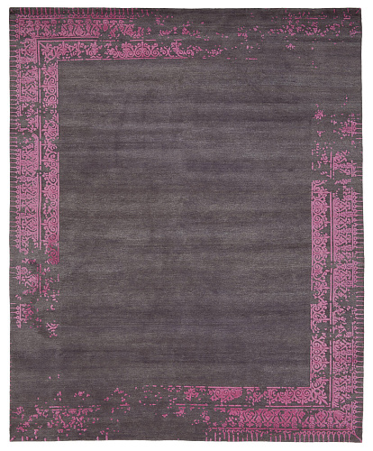Ferrara Special Border donkergrijs roze vloerkleed