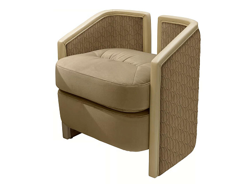 Pouf en cuir et tissu